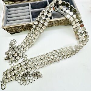Vintage Rhinestone Crystal Chain Wrap Belt